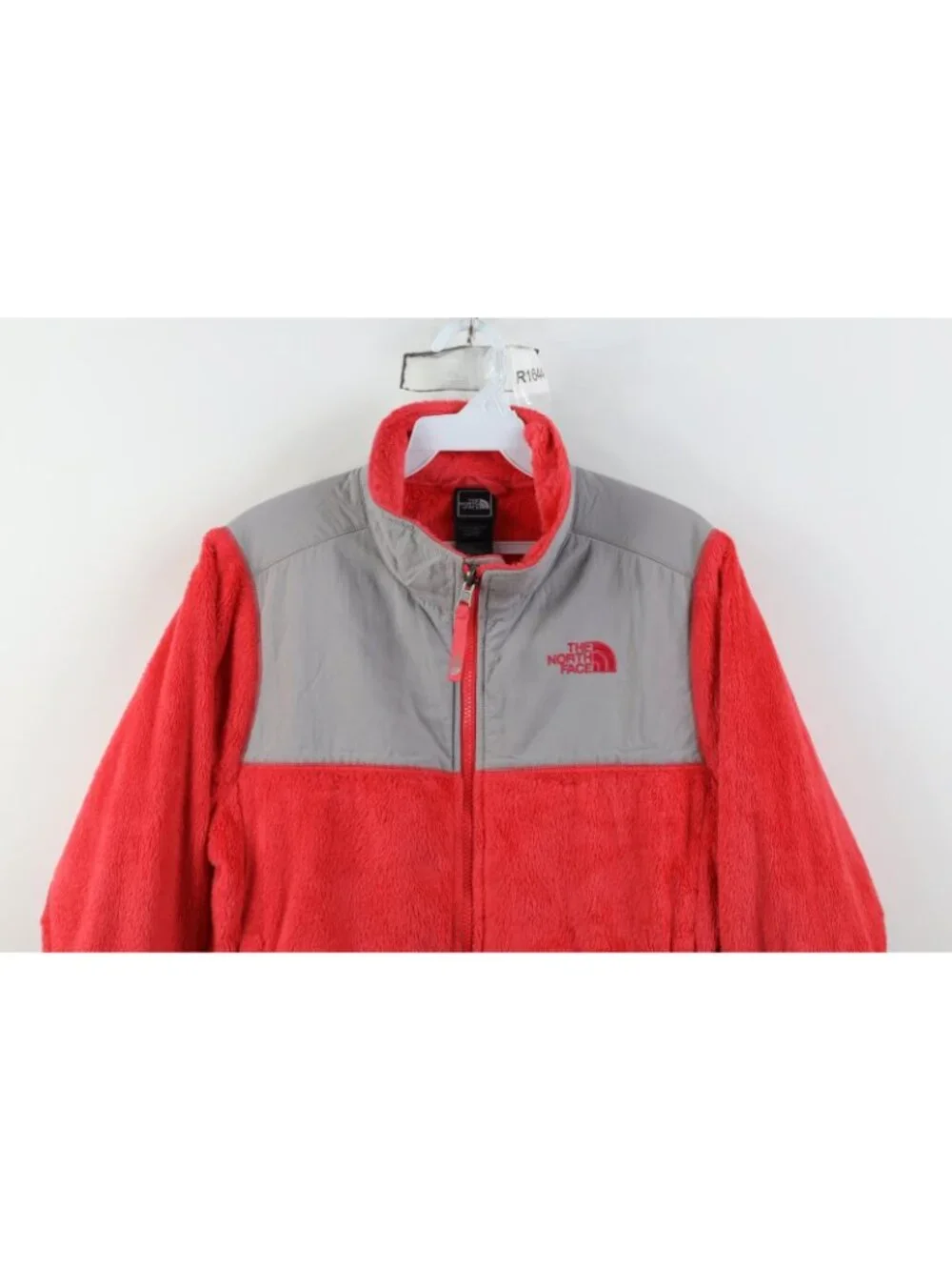 Vtg Y2K The North Face Girls Large Spell Out Shag Fleece Full Zip Jacket Pink